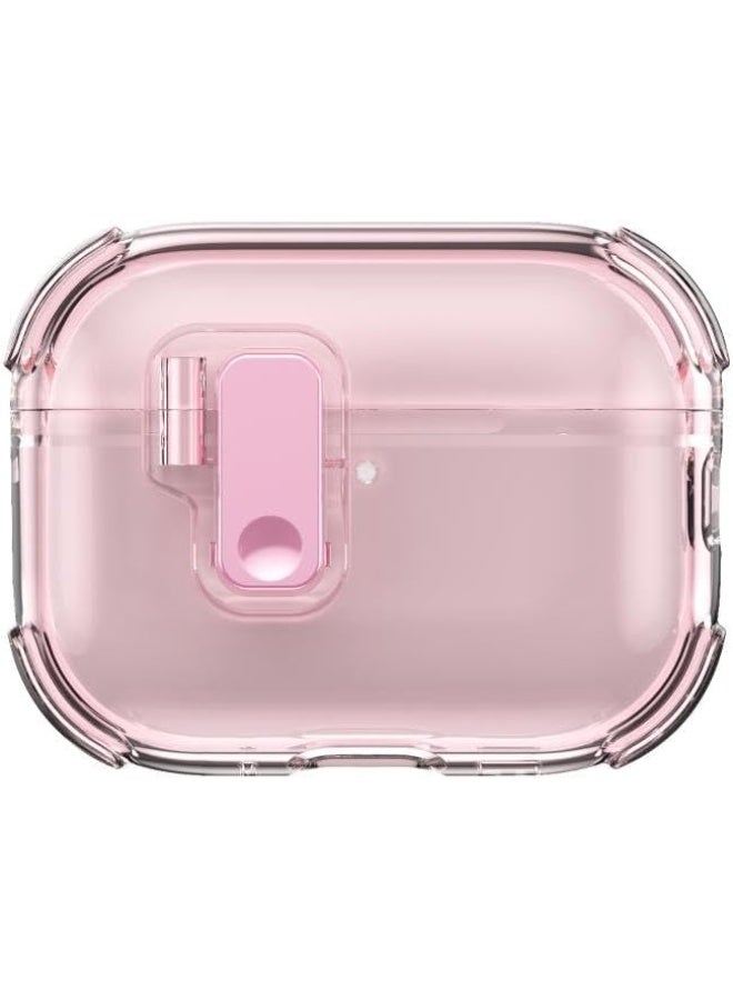 for Airpods Pro 2 Case,Safety Lock Cases for Apple Airpod Pro 2 with Phone Stand Drop Protection Air pods Pro2 Case Cover for Men Women with Keychain (Clear Pink) - Image 1